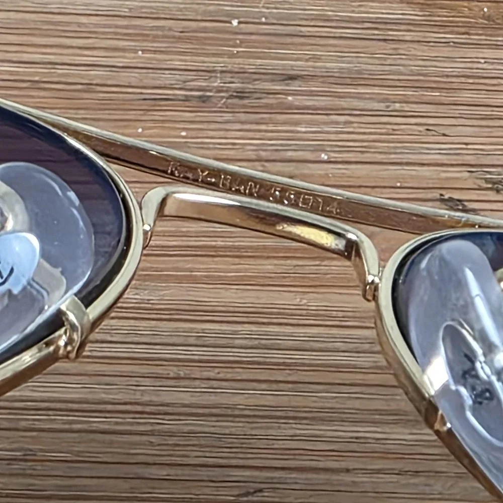 Ray-Ban Aviator Sunglasses Mens 58-14 Gold Brown Gradient Metal Tinted Italy